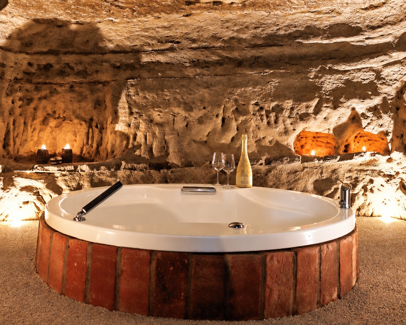Natural tuff cave and private tub at Rifugio degli Innamorati