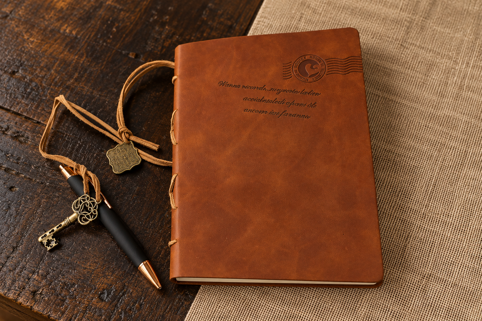Guest book with pen on the table